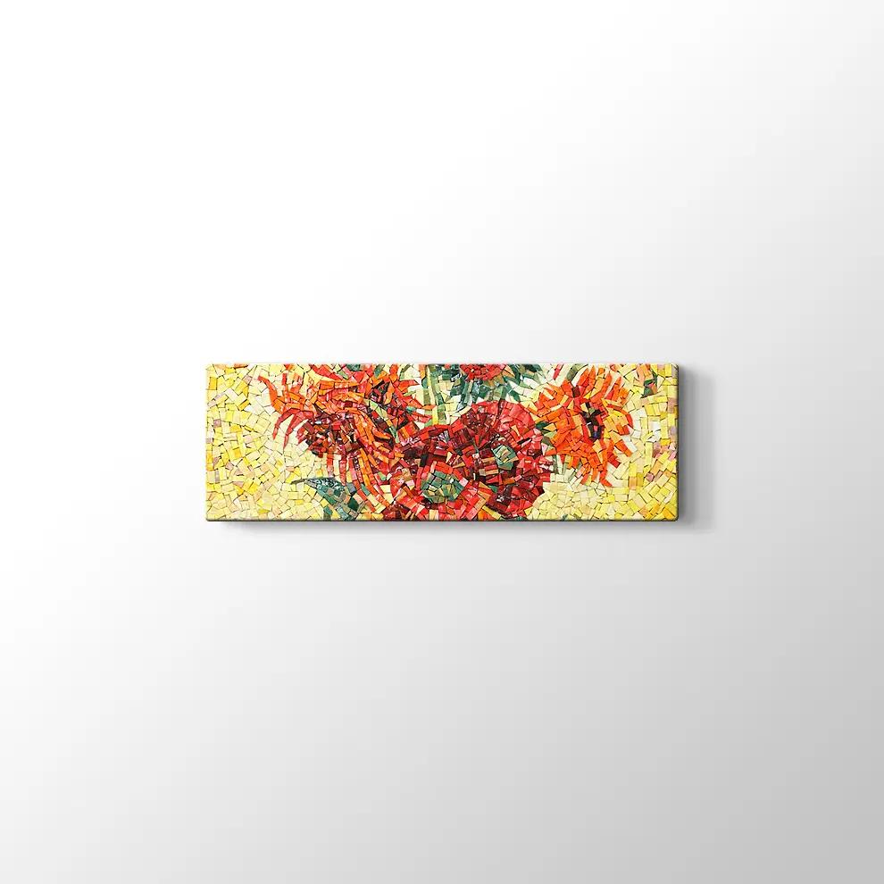 Mozaik Görünümlü Vazoda Çiçek Kanvas Tablo