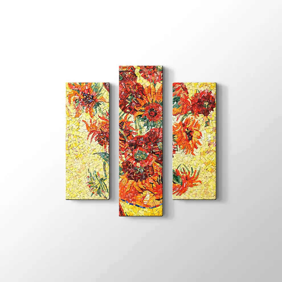 Mozaik Görünümlü Vazoda Çiçek Kanvas Tablo