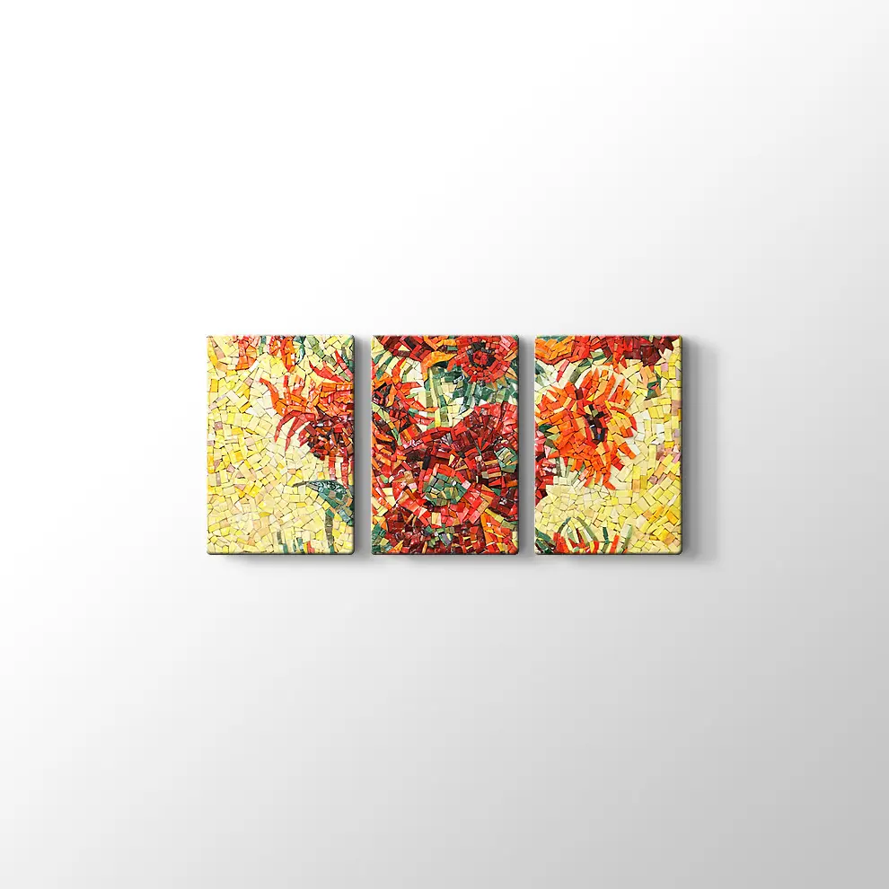 Mozaik Görünümlü Vazoda Çiçek Kanvas Tablo