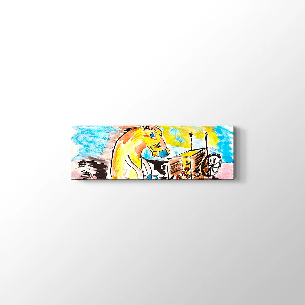 Yere Düşen Elmalar ve Üzgün At Kanvas Tablo