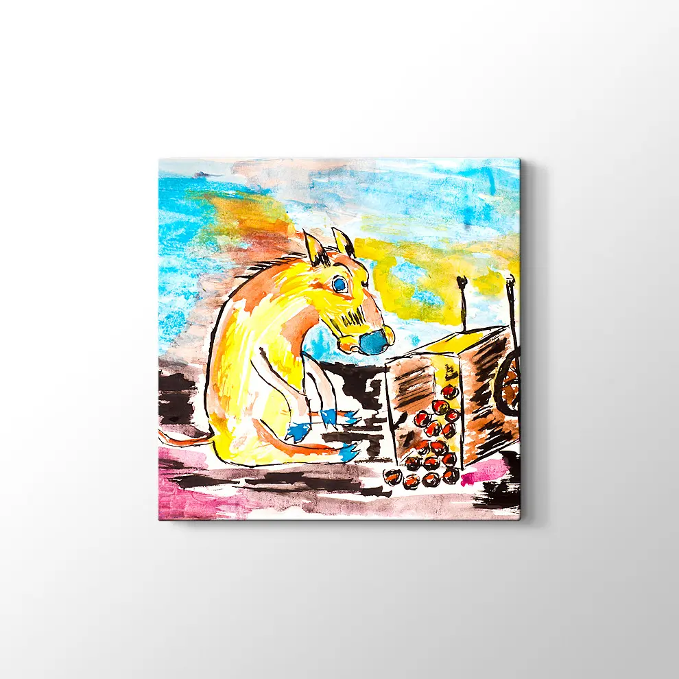 Yere Düşen Elmalar ve Üzgün At Kanvas Tablo