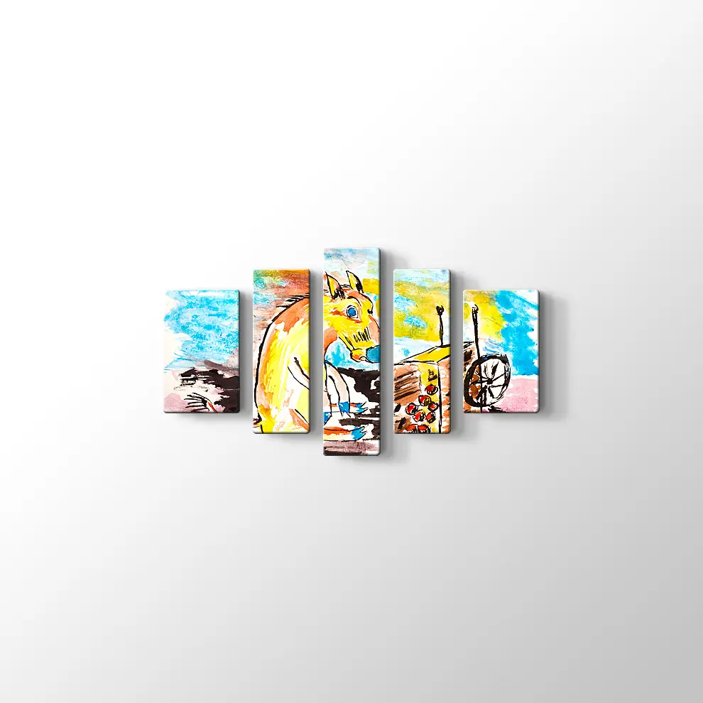 Yere Düşen Elmalar ve Üzgün At Kanvas Tablo