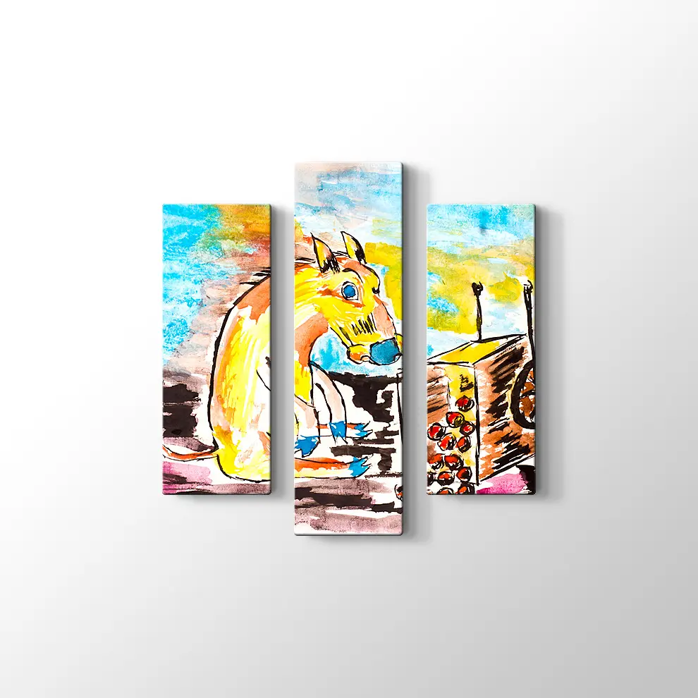 Yere Düşen Elmalar ve Üzgün At Kanvas Tablo