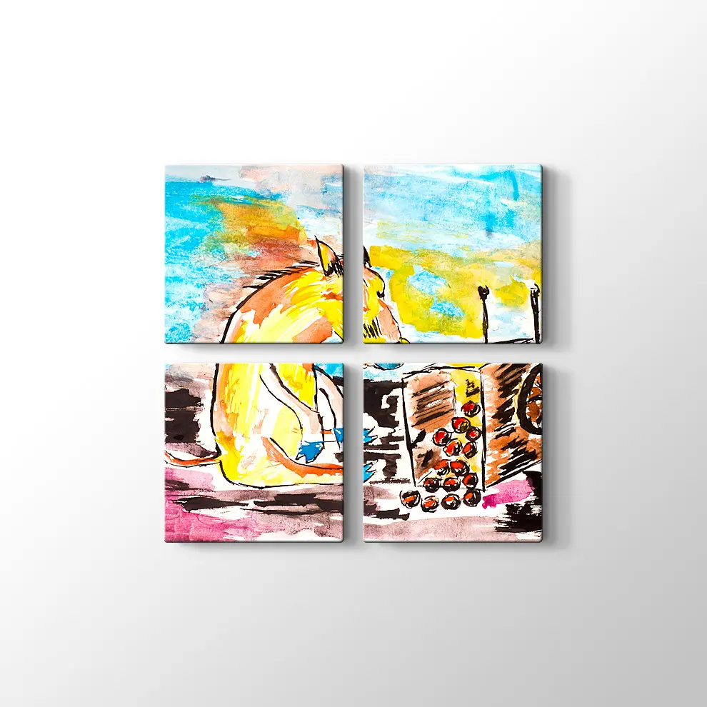 Yere Düşen Elmalar ve Üzgün At Kanvas Tablo