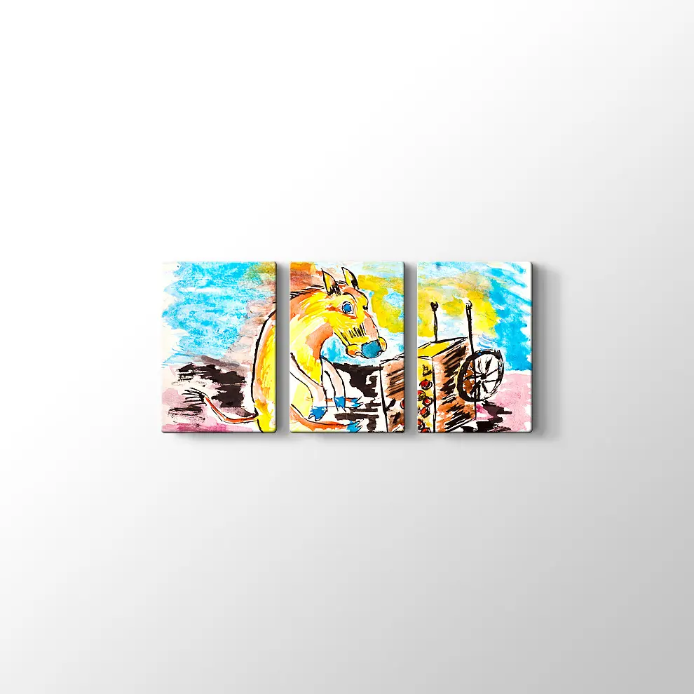 Yere Düşen Elmalar ve Üzgün At Kanvas Tablo