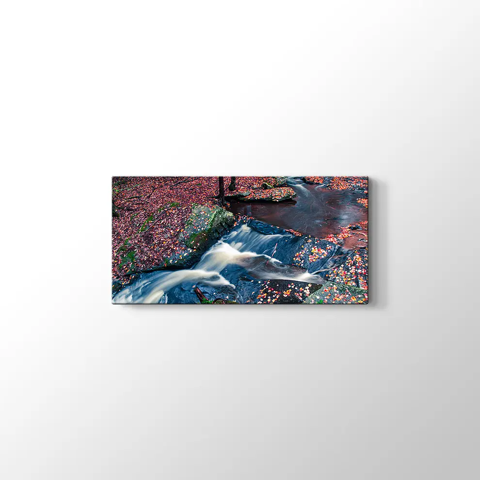 Sonbahar Yaprakları ve Şelale Kanvas Tablo