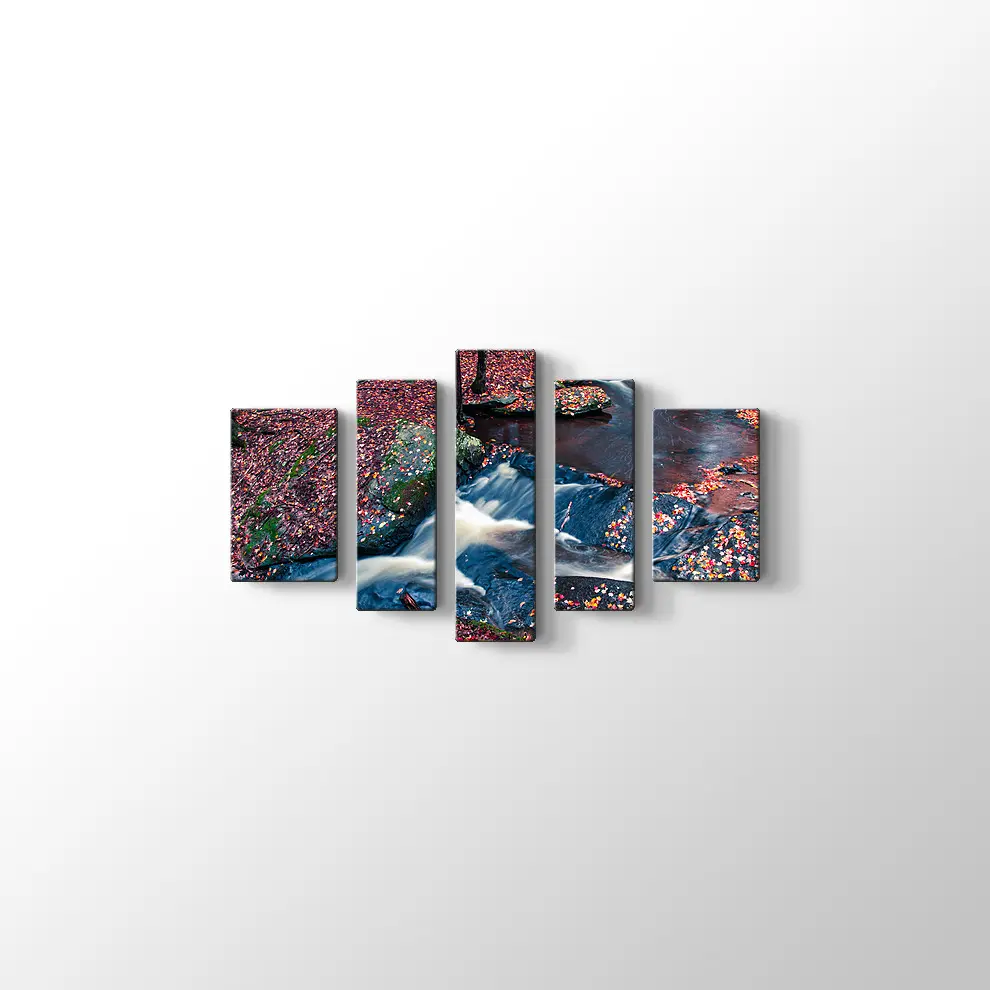 Sonbahar Yaprakları ve Şelale Kanvas Tablo