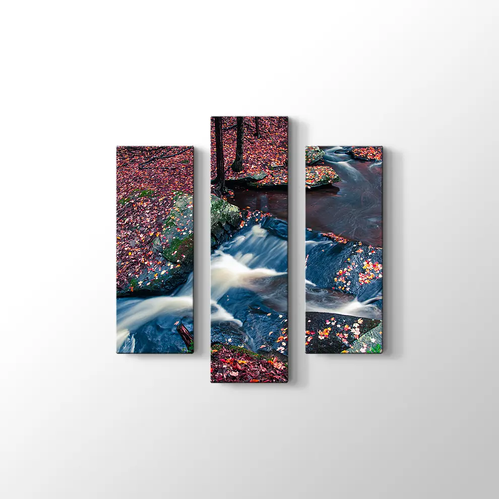 Sonbahar Yaprakları ve Şelale Kanvas Tablo