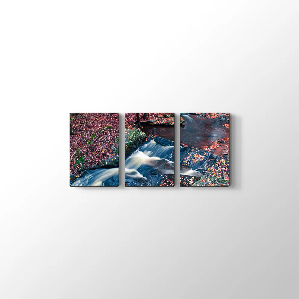 Sonbahar Yaprakları ve Şelale Kanvas Tablo