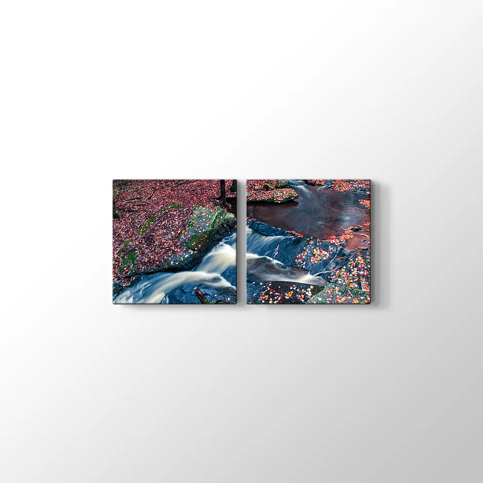 Sonbahar Yaprakları ve Şelale Kanvas Tablo