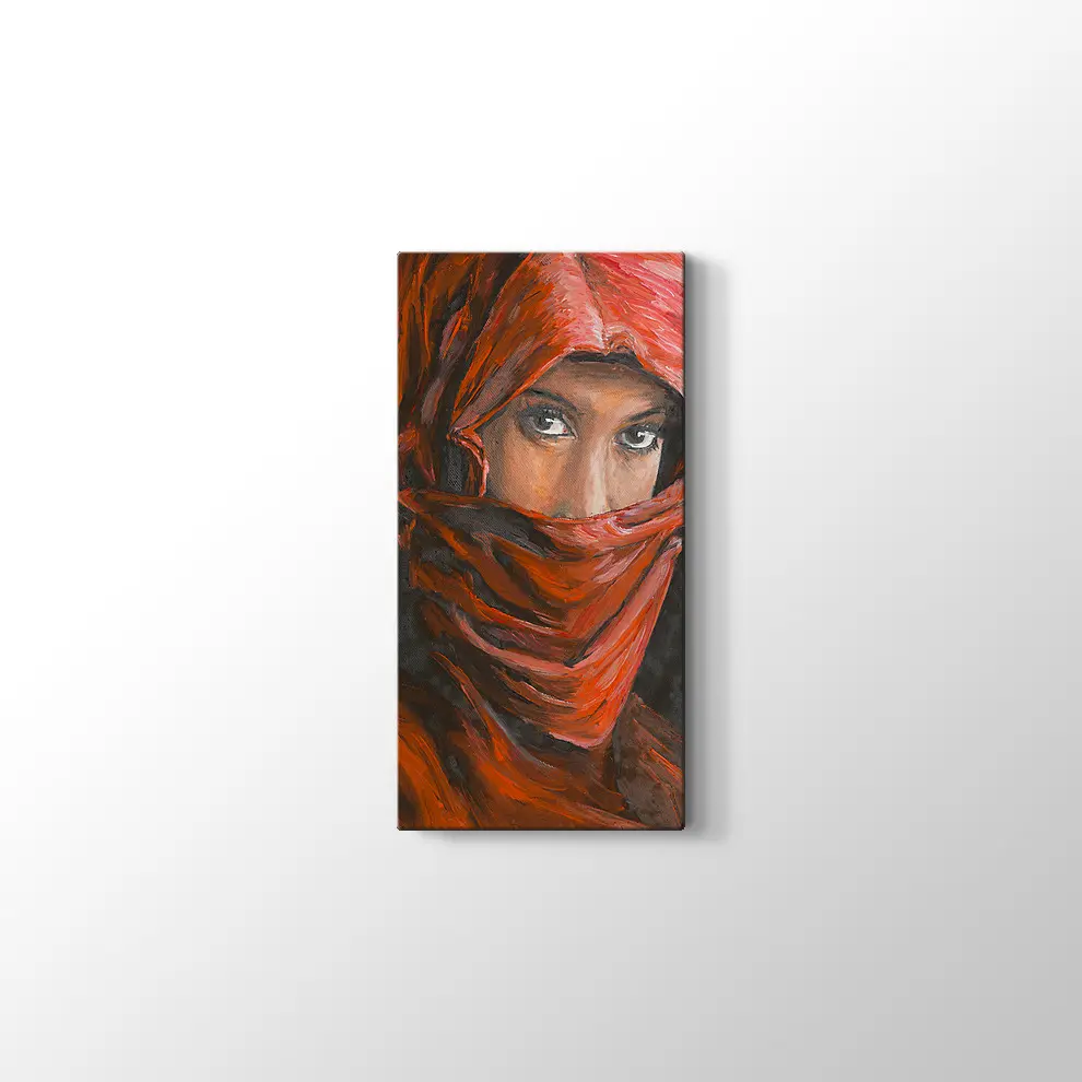Başörtüsü Takan Arap Kadın Portresi Kanvas Tablo