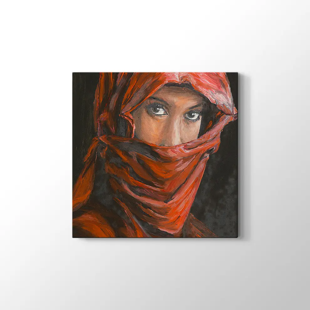 Başörtüsü Takan Arap Kadın Portresi Kanvas Tablo