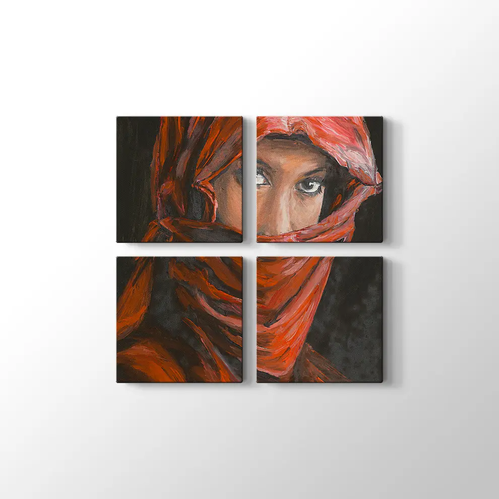 Başörtüsü Takan Arap Kadın Portresi Kanvas Tablo