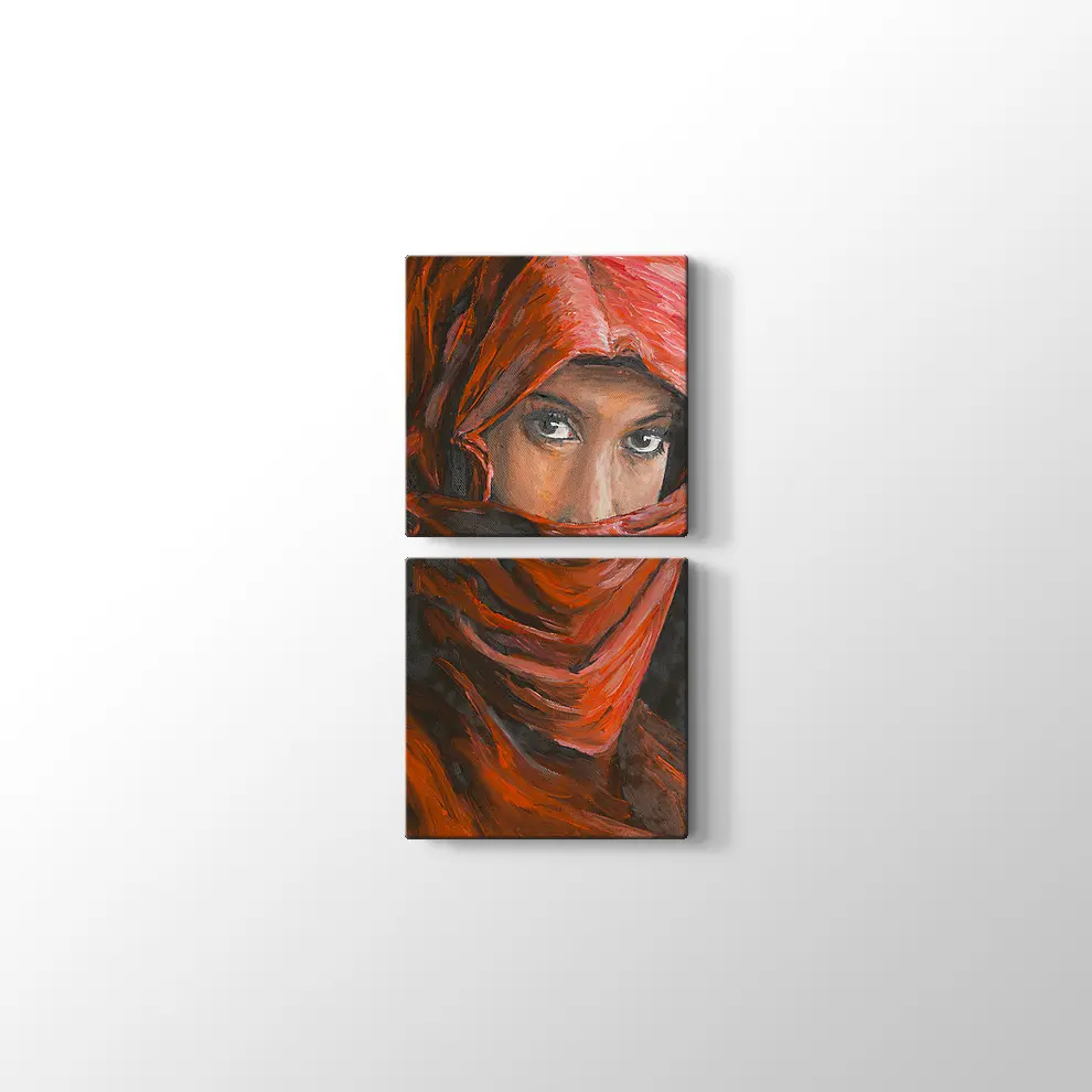 Başörtüsü Takan Arap Kadın Portresi Kanvas Tablo