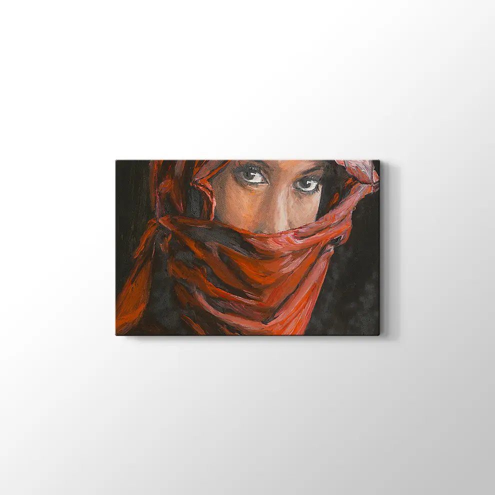 Başörtüsü Takan Arap Kadın Portresi Kanvas Tablo