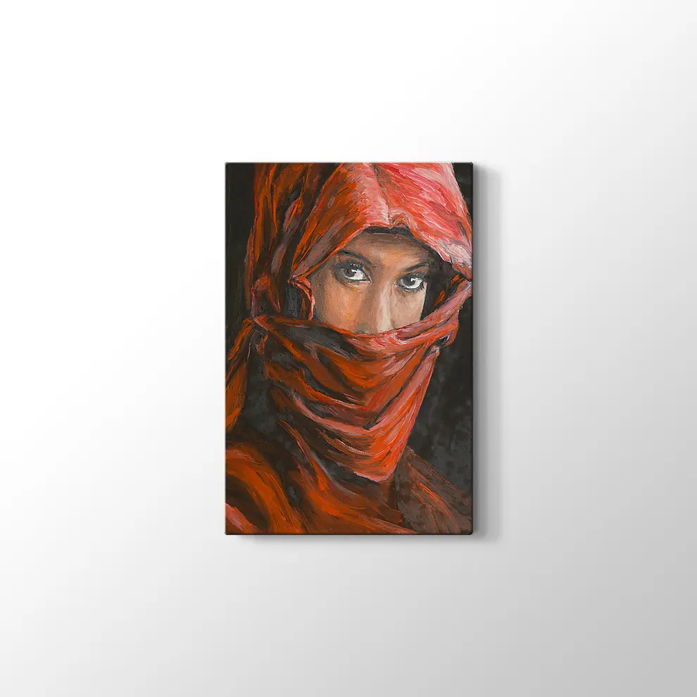 Başörtüsü Takan Arap Kadın Portresi Kanvas Tablo