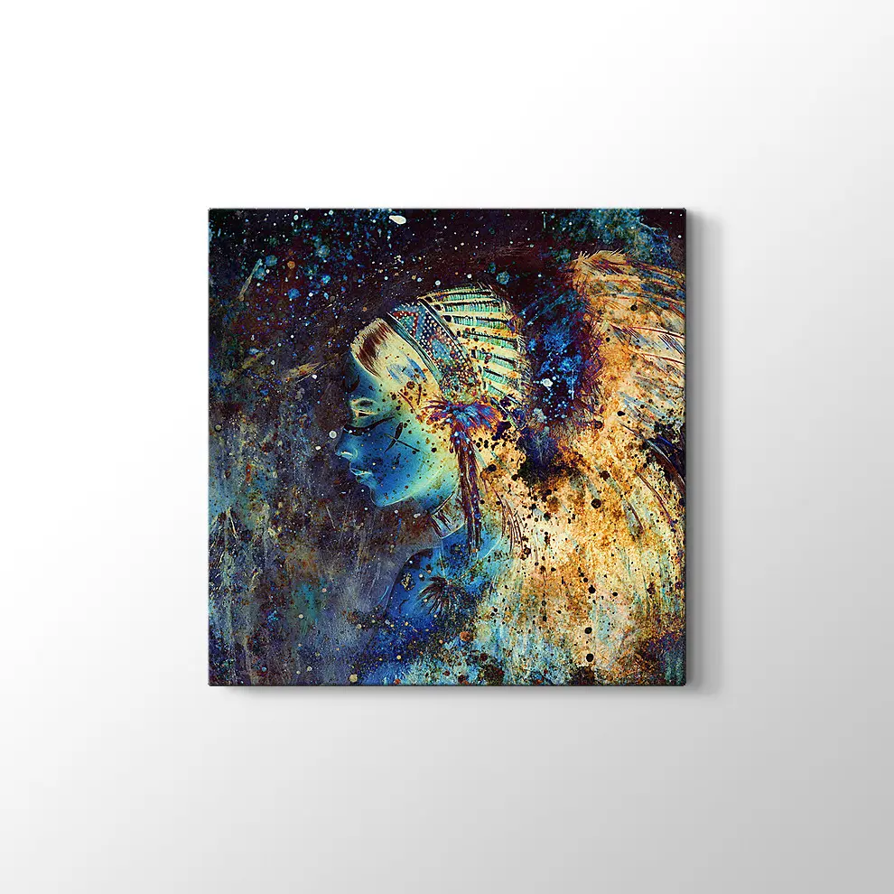 Tüy Başlıklı Kadın Kanvas Tablo