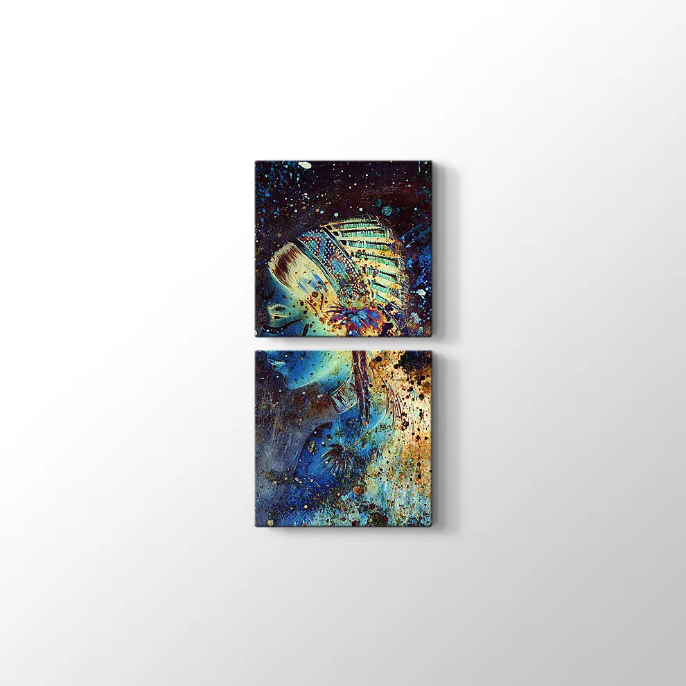 Tüy Başlıklı Kadın Kanvas Tablo