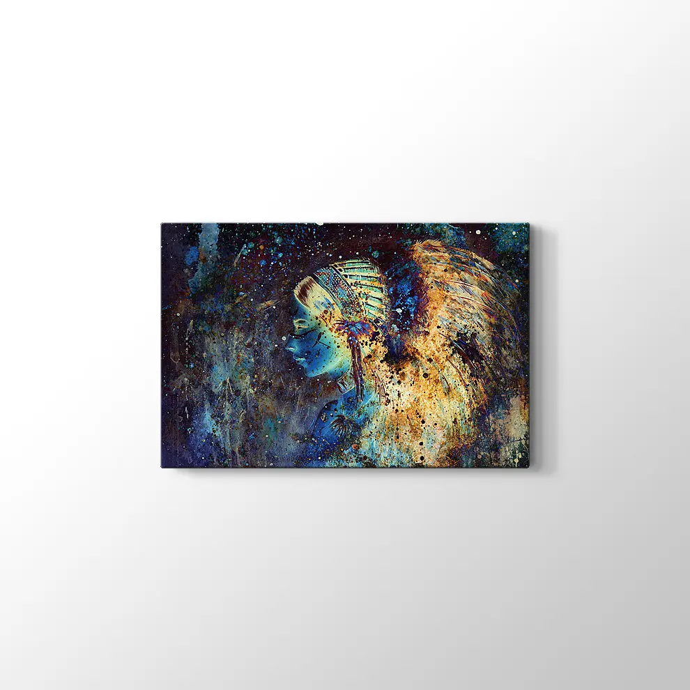 Tüy Başlıklı Kadın Kanvas Tablo