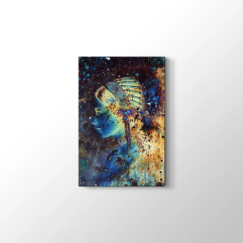 Tüy Başlıklı Kadın Kanvas Tablo