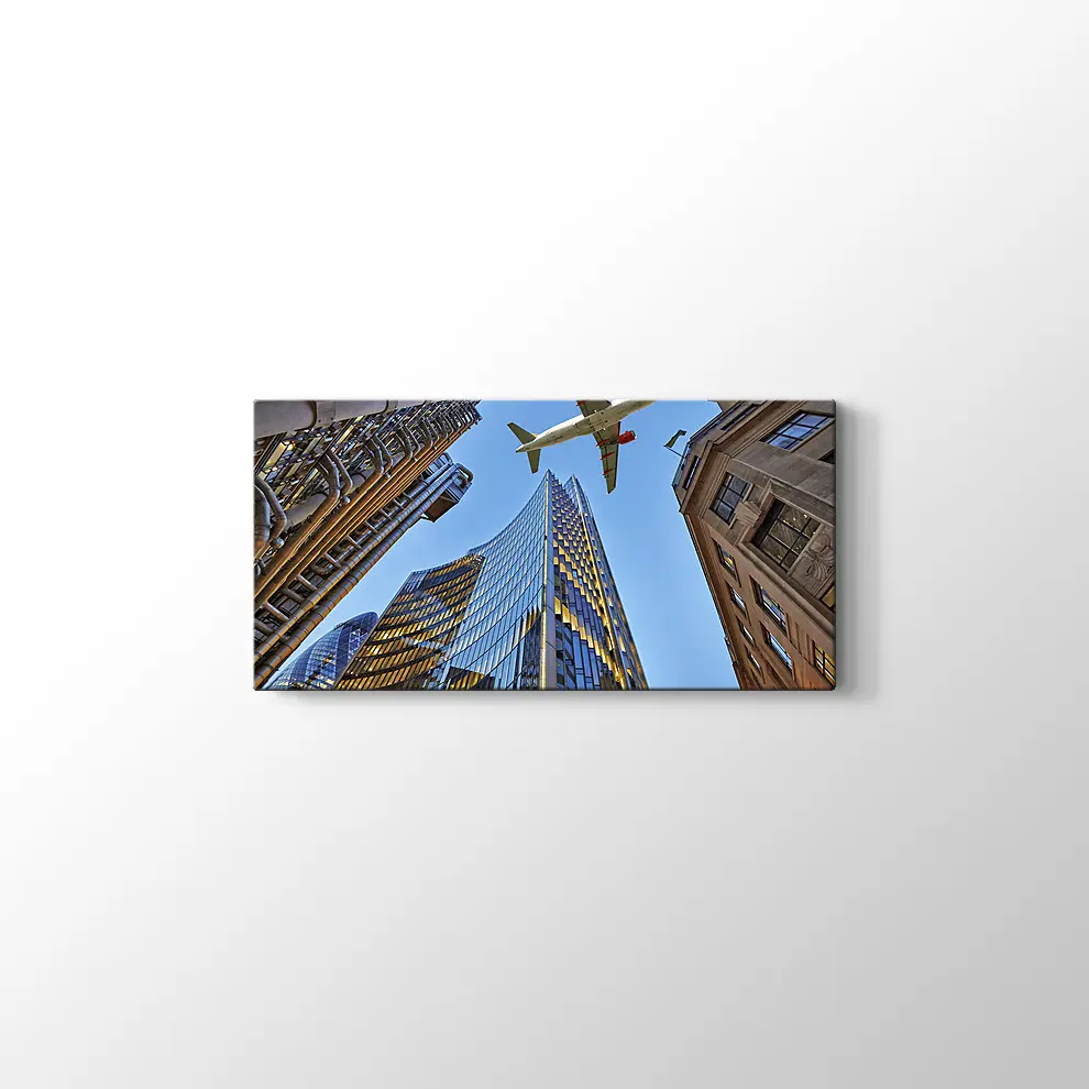 Gökdelenler ve Uçak Kanvas Tablo