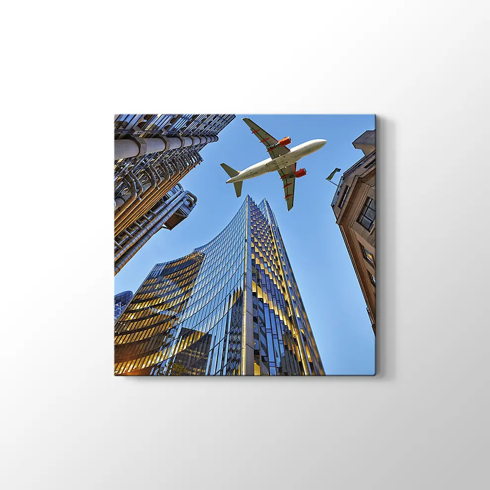 Gökdelenler ve Uçak Kanvas Tablo