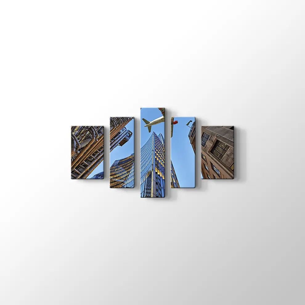 Gökdelenler ve Uçak Kanvas Tablo