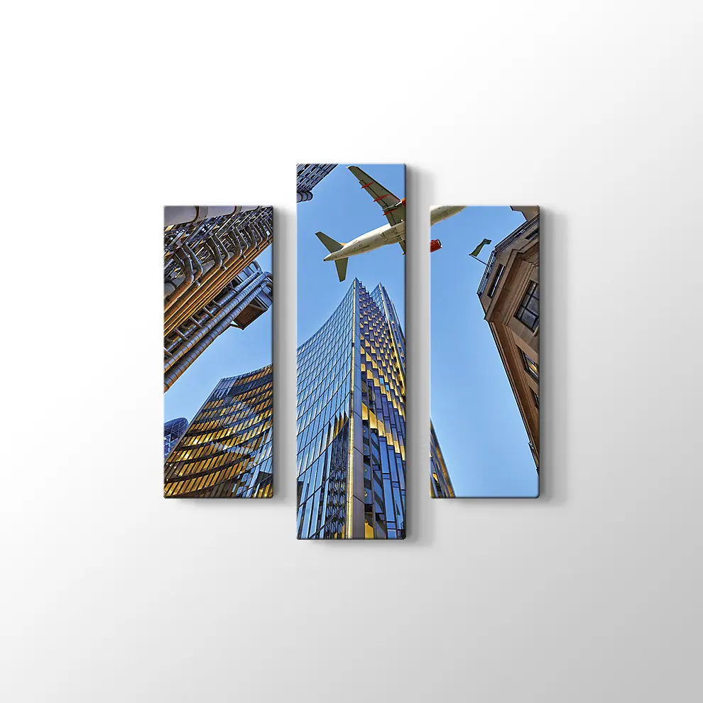 Gökdelenler ve Uçak Kanvas Tablo