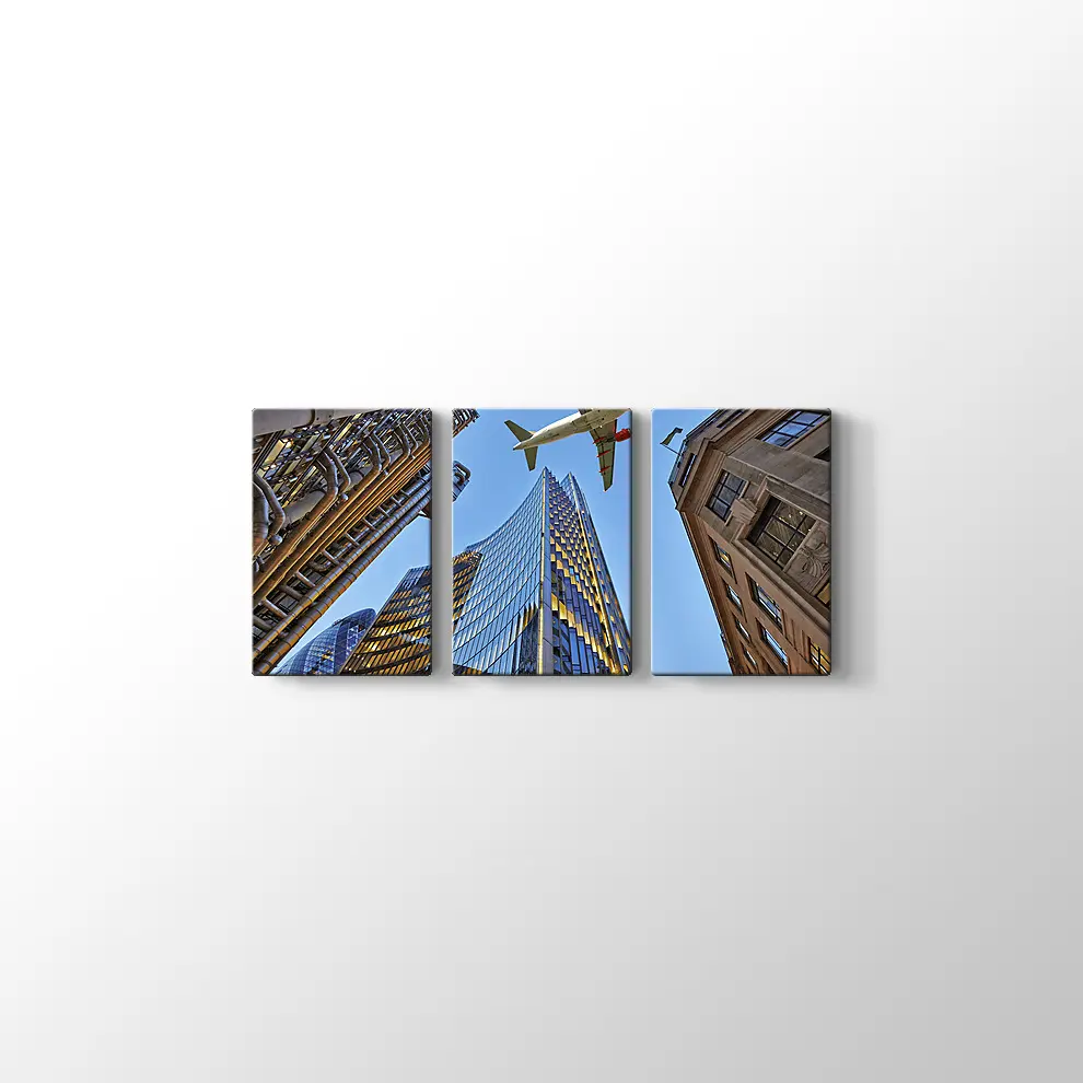 Gökdelenler ve Uçak Kanvas Tablo