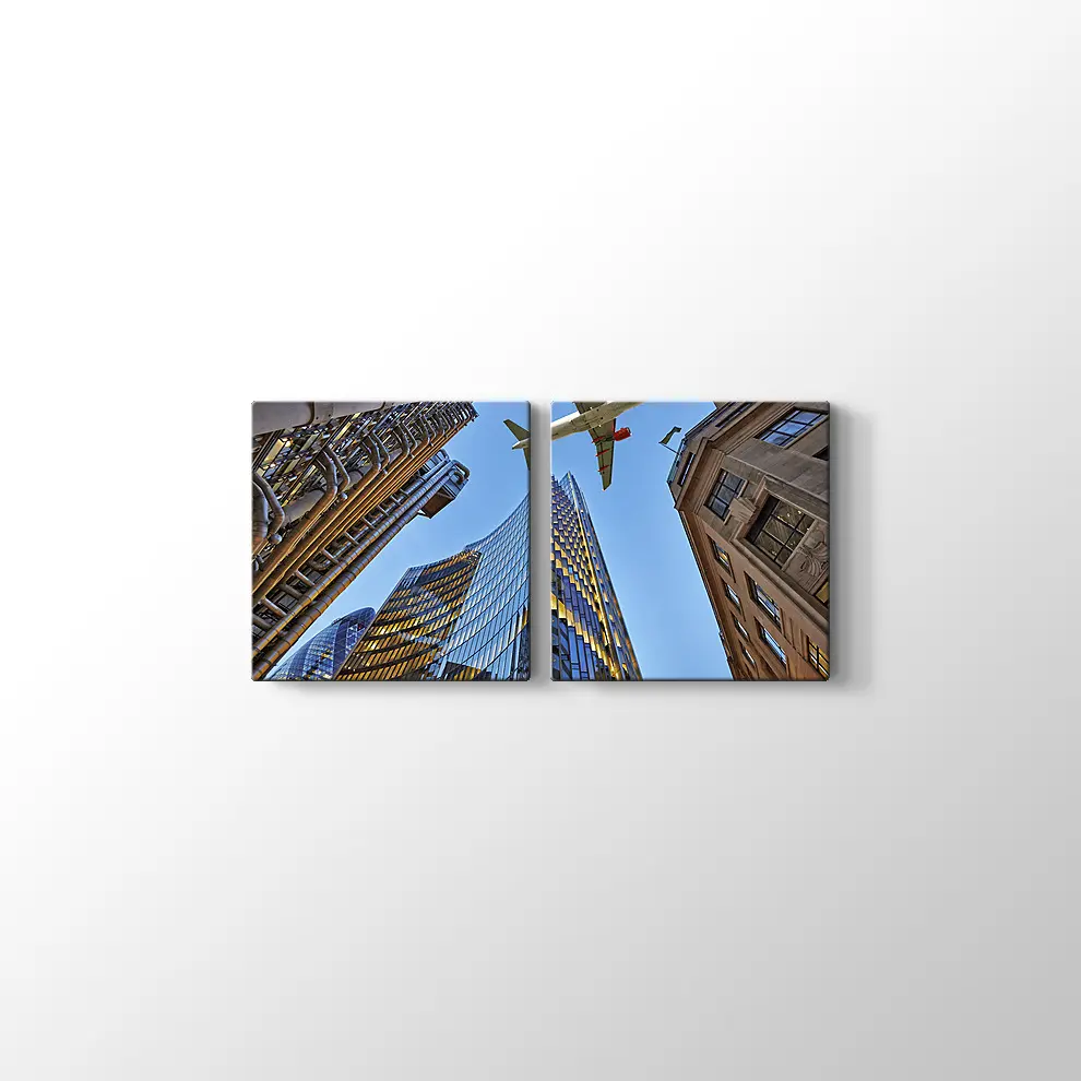 Gökdelenler ve Uçak Kanvas Tablo