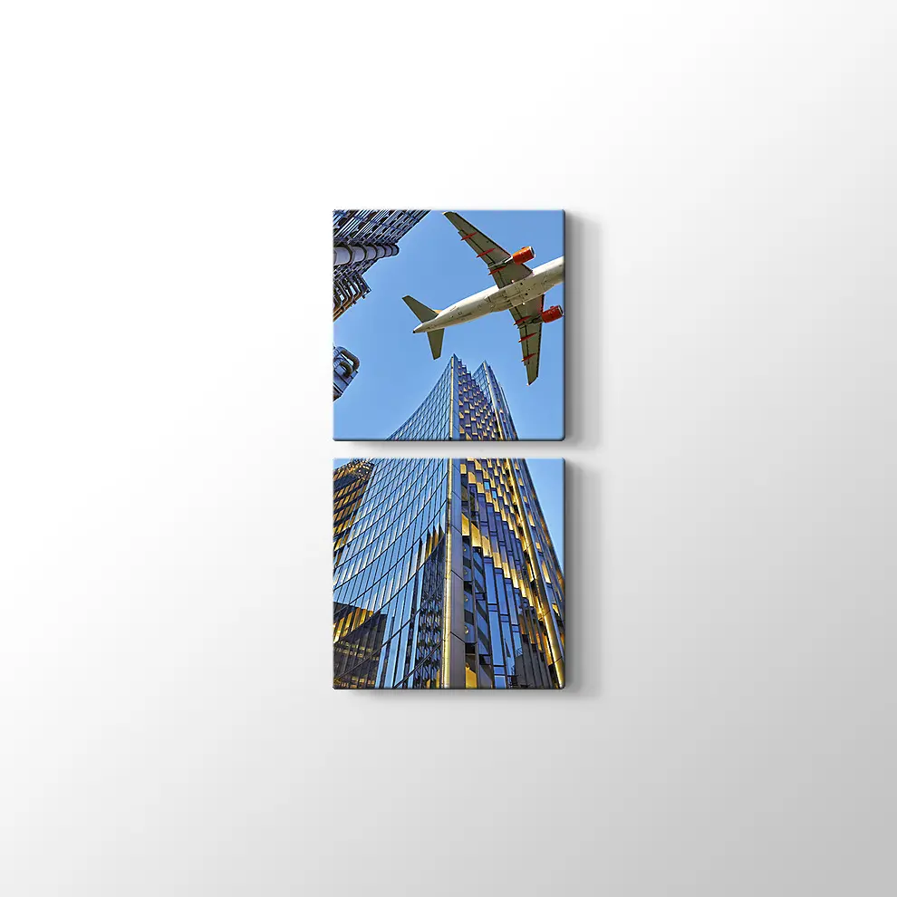 Gökdelenler ve Uçak Kanvas Tablo