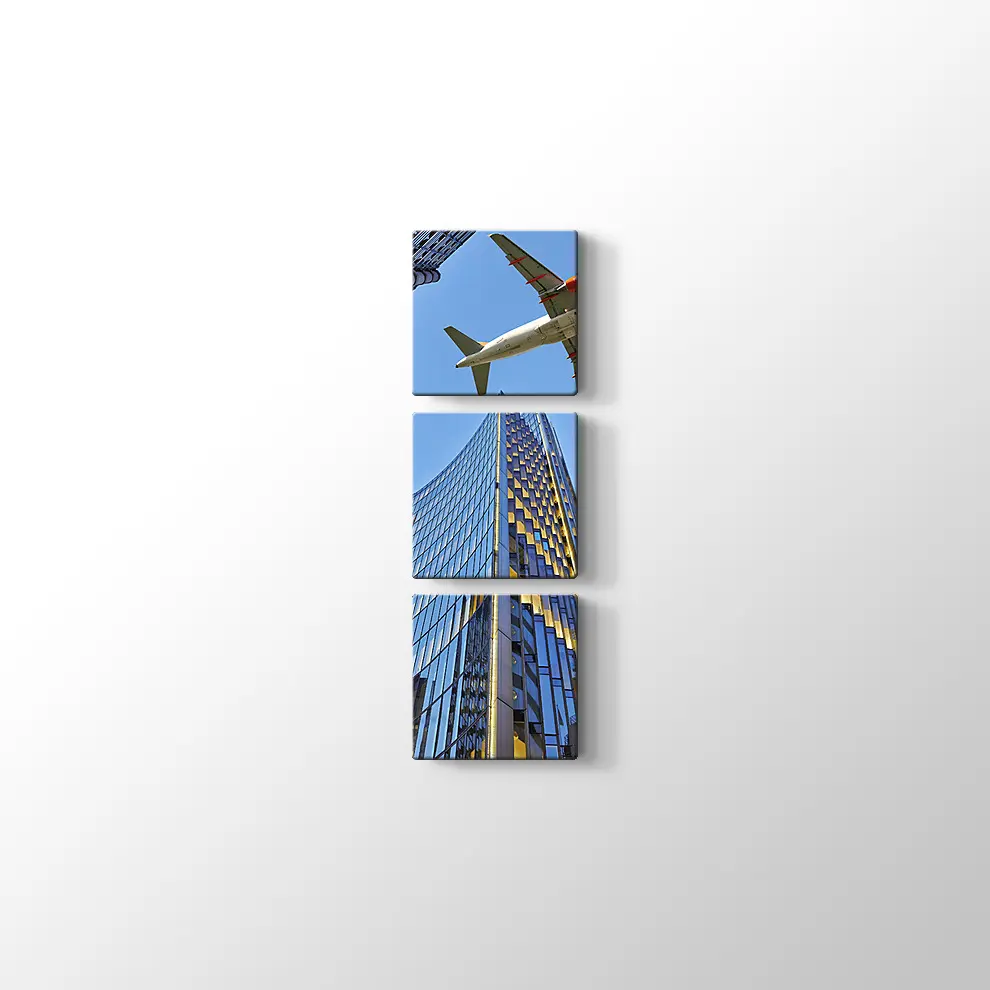 Gökdelenler ve Uçak Kanvas Tablo