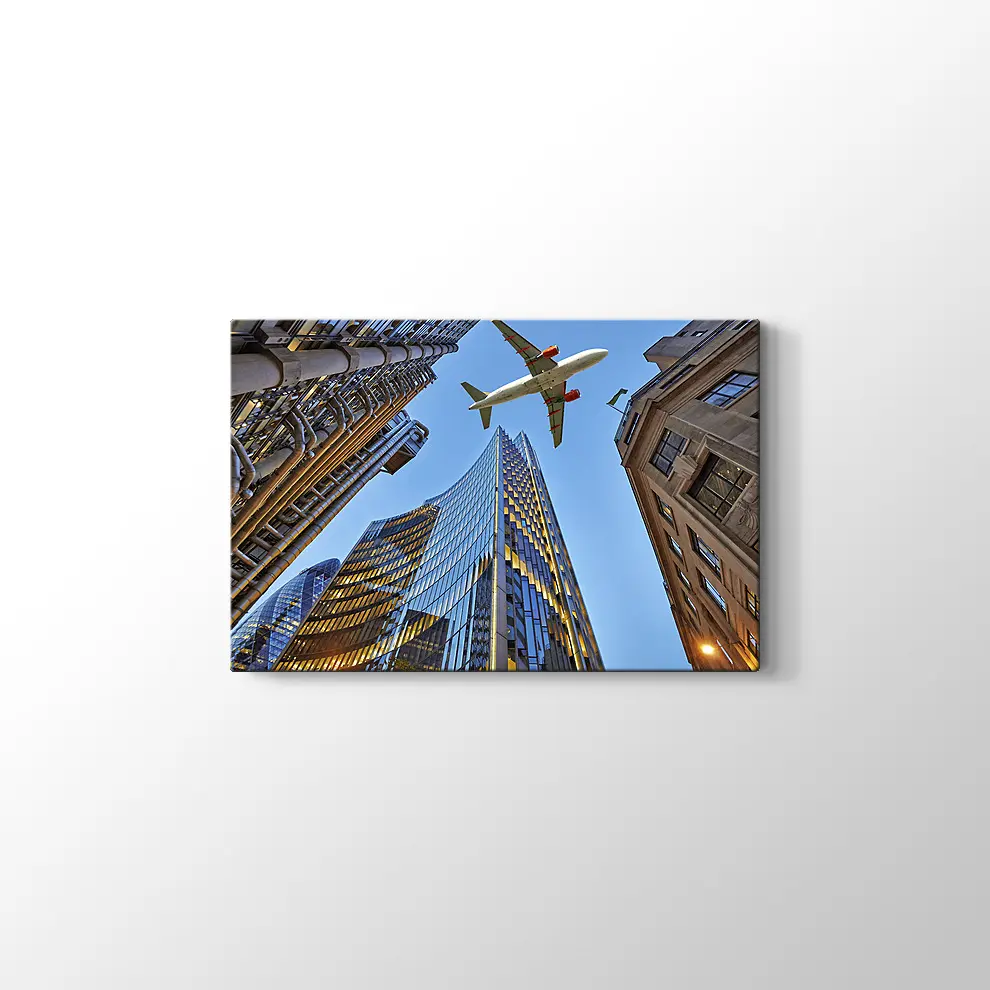 Gökdelenler ve Uçak Kanvas Tablo