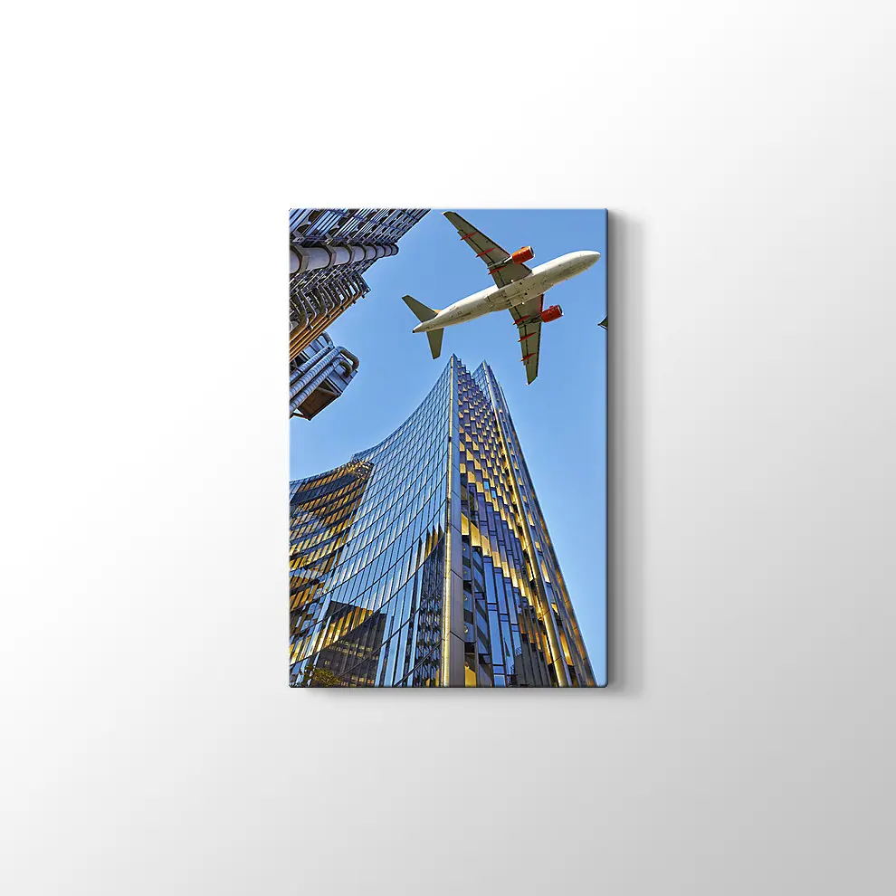 Gökdelenler ve Uçak Kanvas Tablo