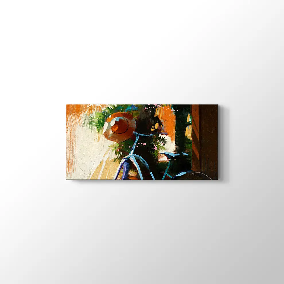 Yaz Günü Eski Bisiklet Kanvas Tablo