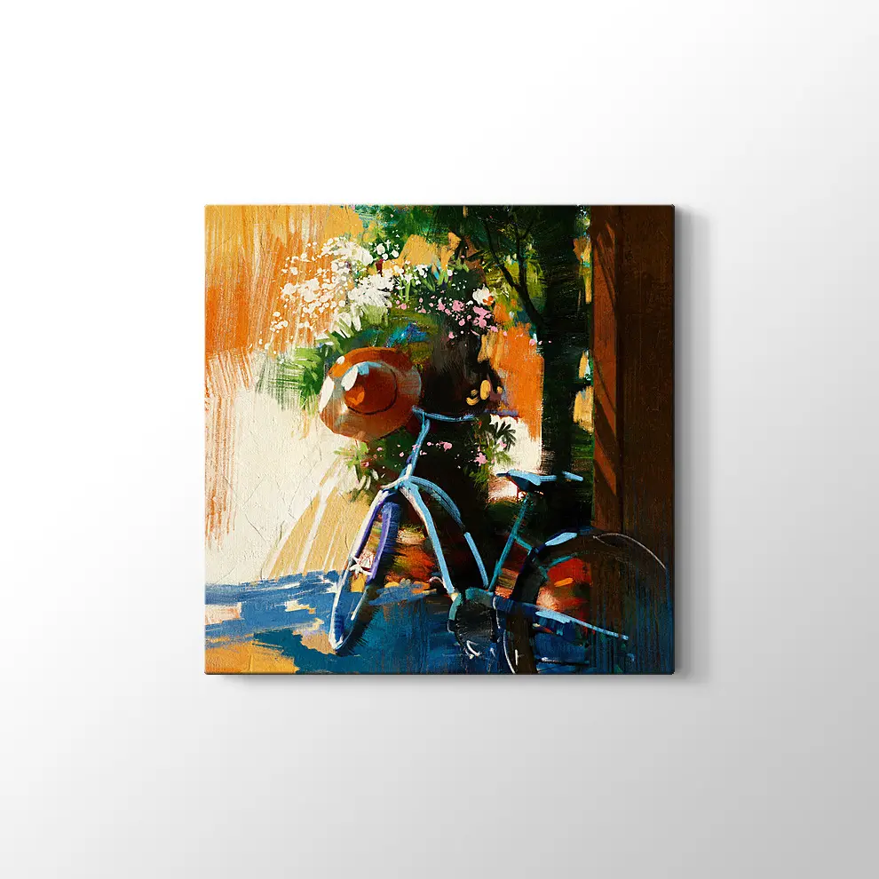 Yaz Günü Eski Bisiklet Kanvas Tablo