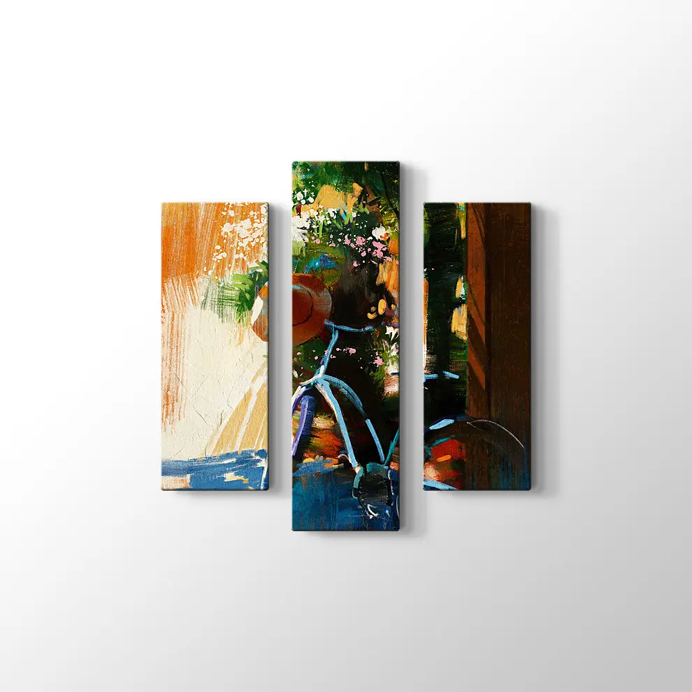 Yaz Günü Eski Bisiklet Kanvas Tablo