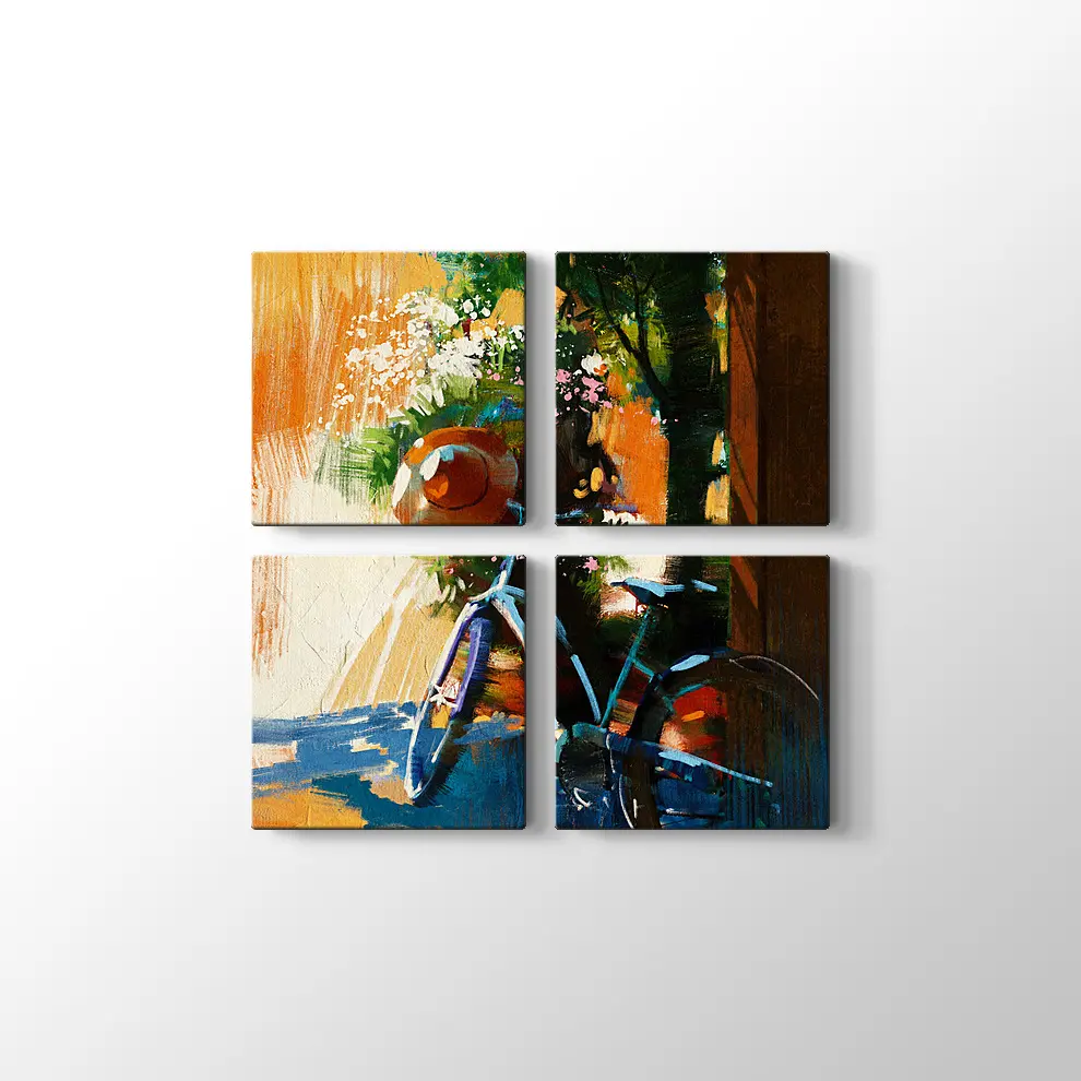 Yaz Günü Eski Bisiklet Kanvas Tablo