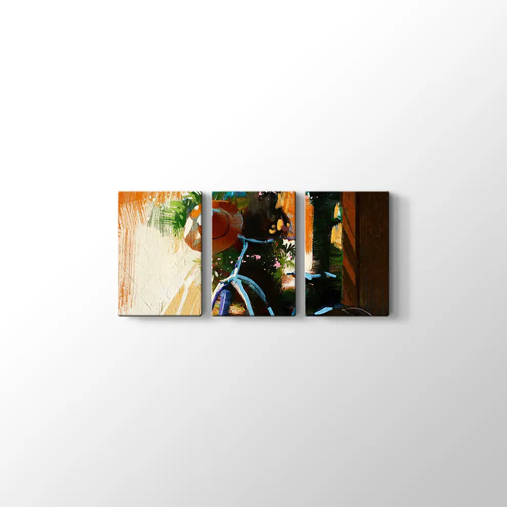 Yaz Günü Eski Bisiklet Kanvas Tablo