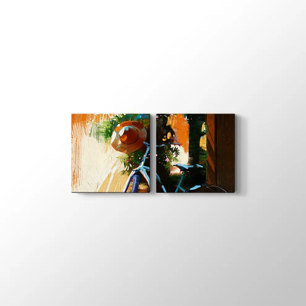 Yaz Günü Eski Bisiklet Kanvas Tablo