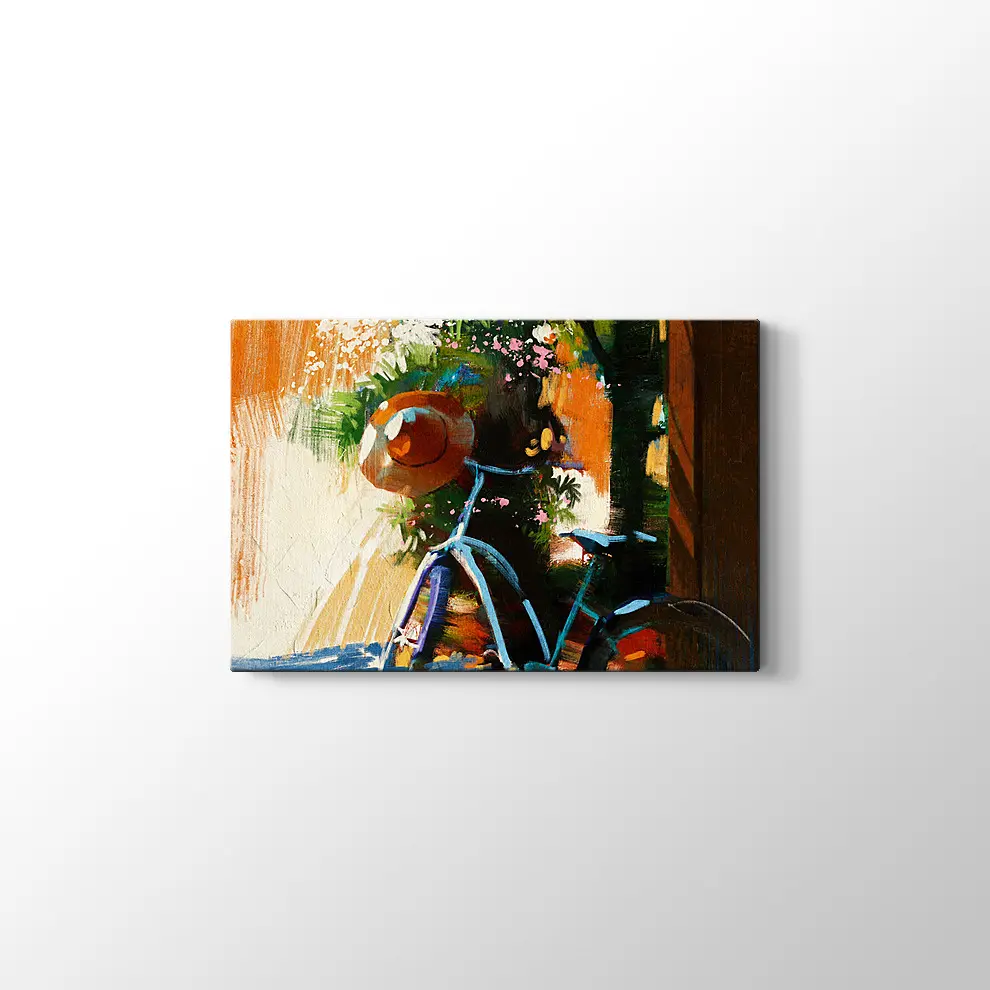 Yaz Günü Eski Bisiklet Kanvas Tablo