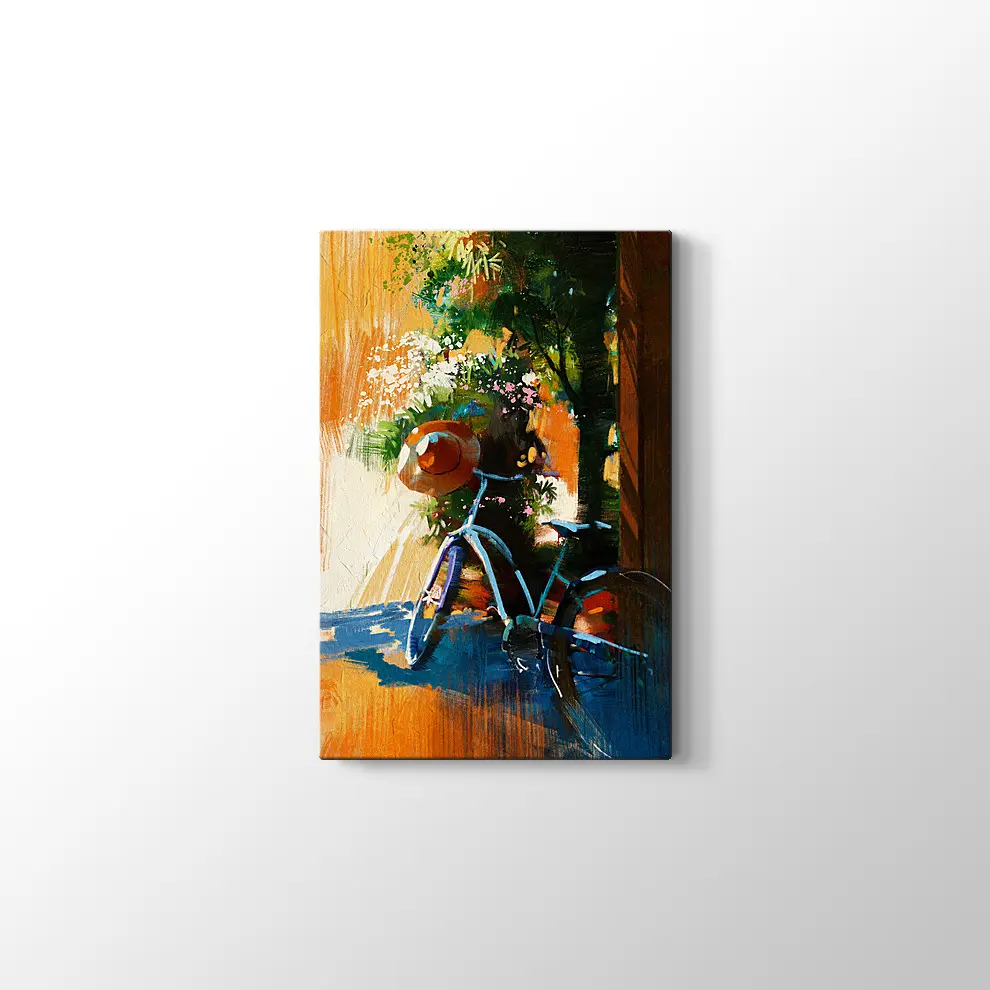 Yaz Günü Eski Bisiklet Kanvas Tablo
