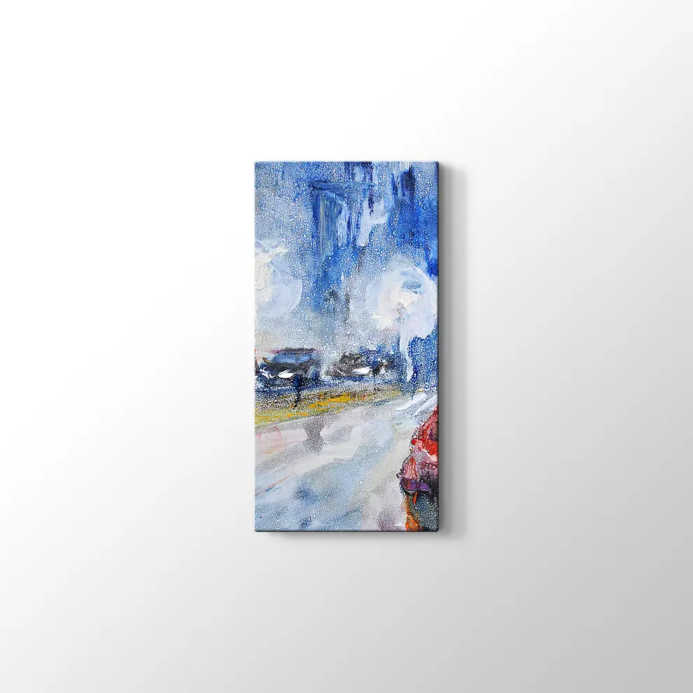 Yağmur ve Arabalar Kanvas Tablo