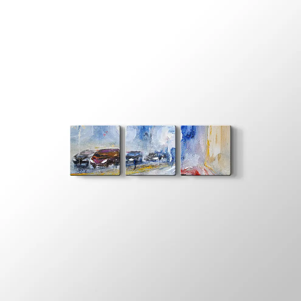 Yağmur ve Arabalar Kanvas Tablo