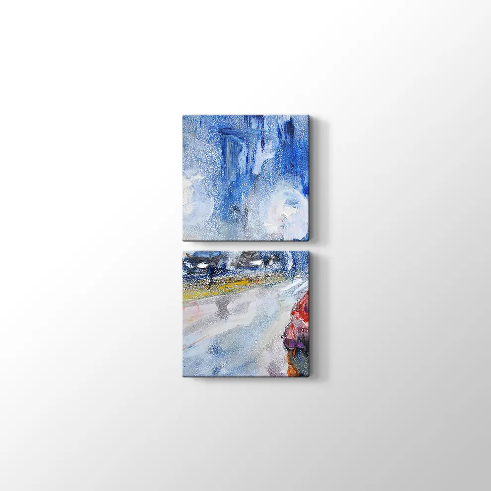 Yağmur ve Arabalar Kanvas Tablo