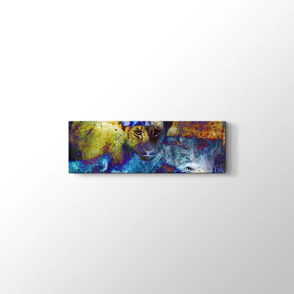 Aslan Yavrusu ve Kartal Kanvas Tablo