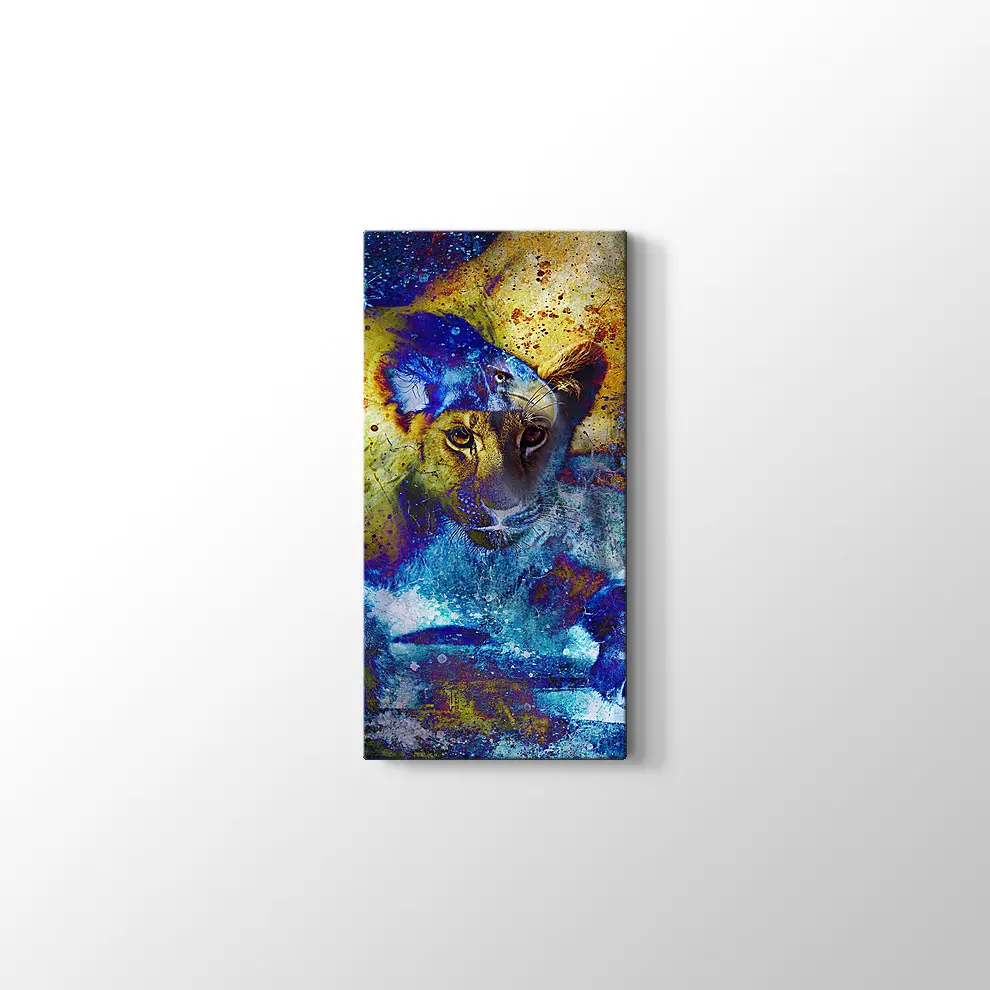 Aslan Yavrusu ve Kartal Kanvas Tablo