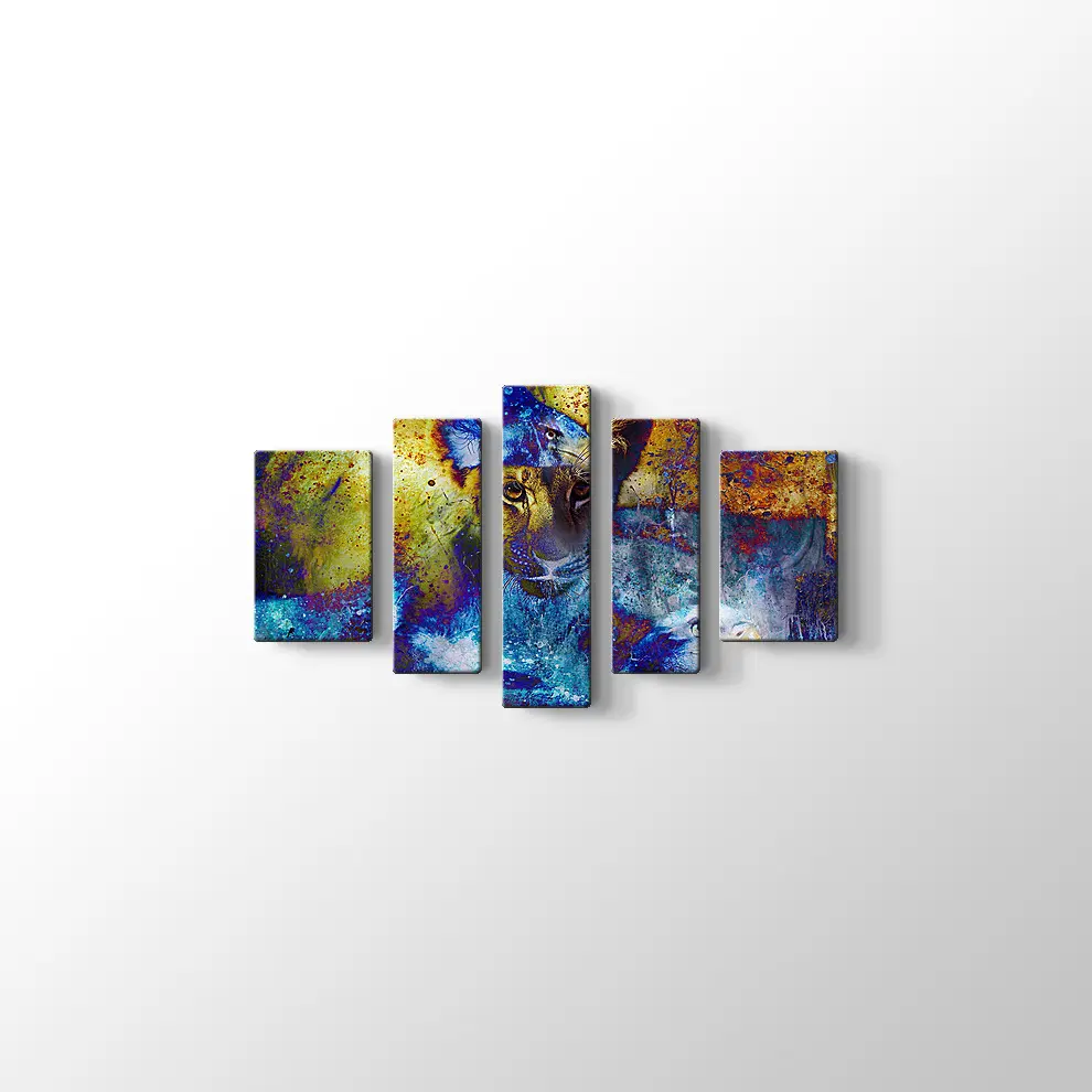 Aslan Yavrusu ve Kartal Kanvas Tablo