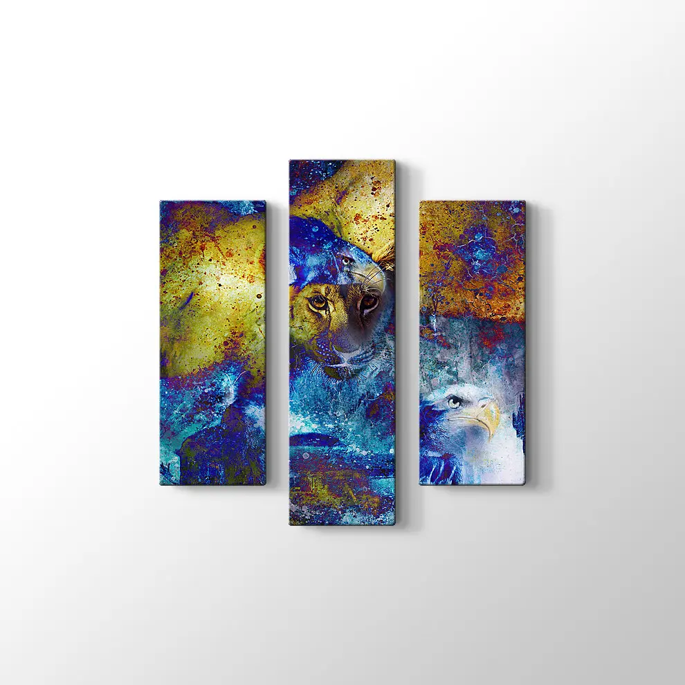 Aslan Yavrusu ve Kartal Kanvas Tablo