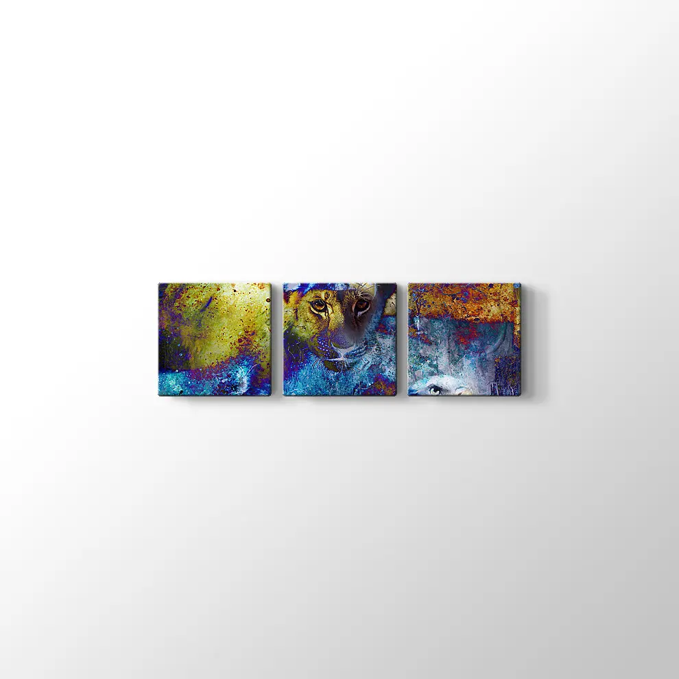 Aslan Yavrusu ve Kartal Kanvas Tablo